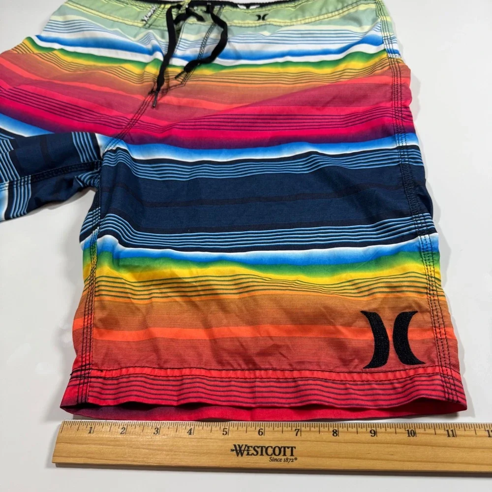 Hurley Striped Board Shorts Swim‎ Trunks Beach Surf Colorful Size 34